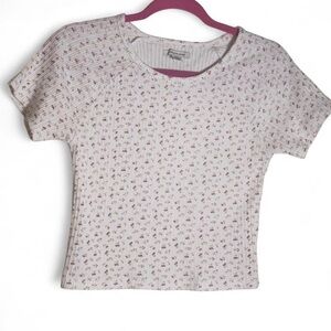 American Eagle Outfitters Floral Ribbed Crop Top